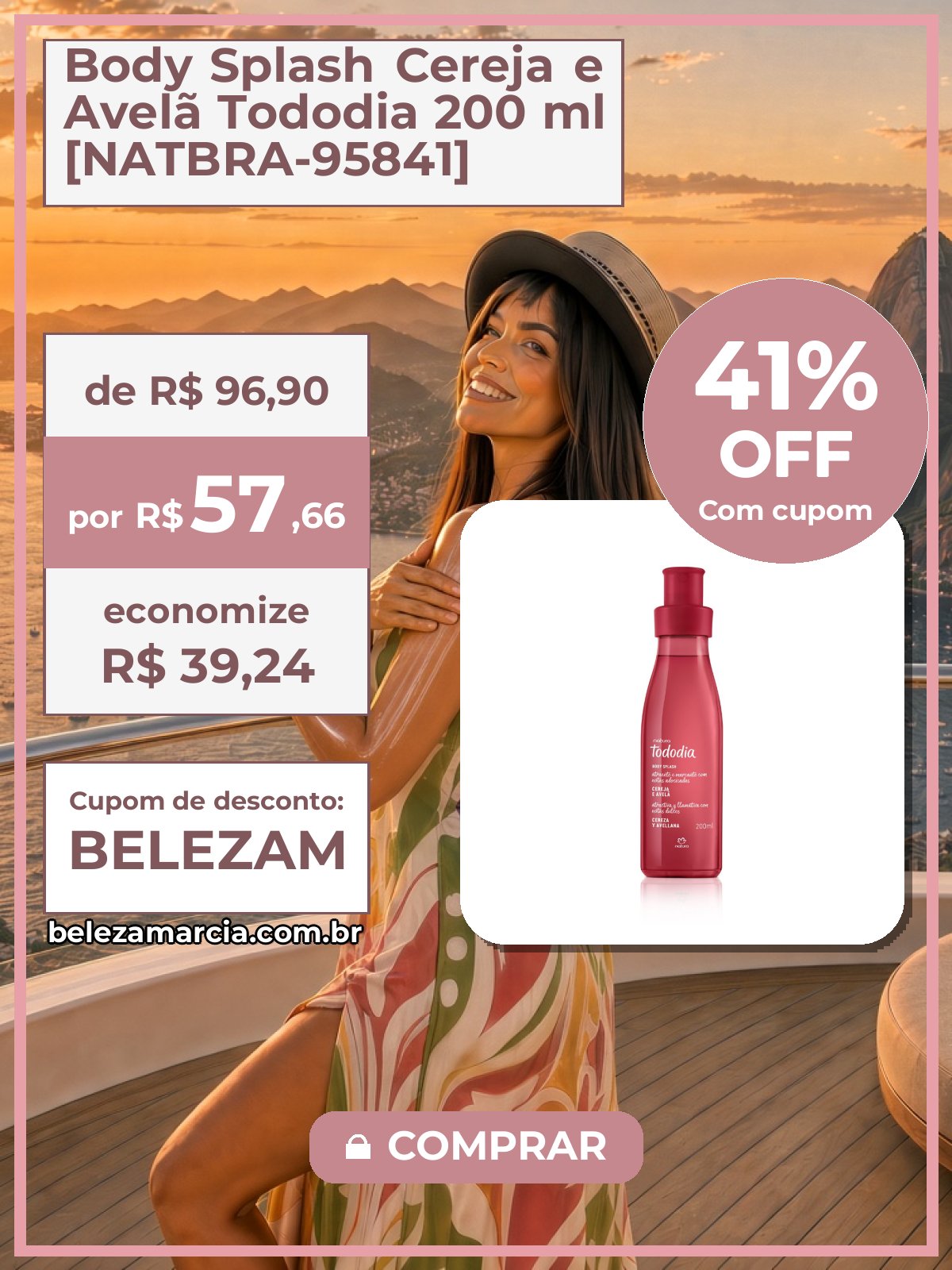 Body Splash Cereja e Avelã Tododia 200 ml [NATBRA-95841]