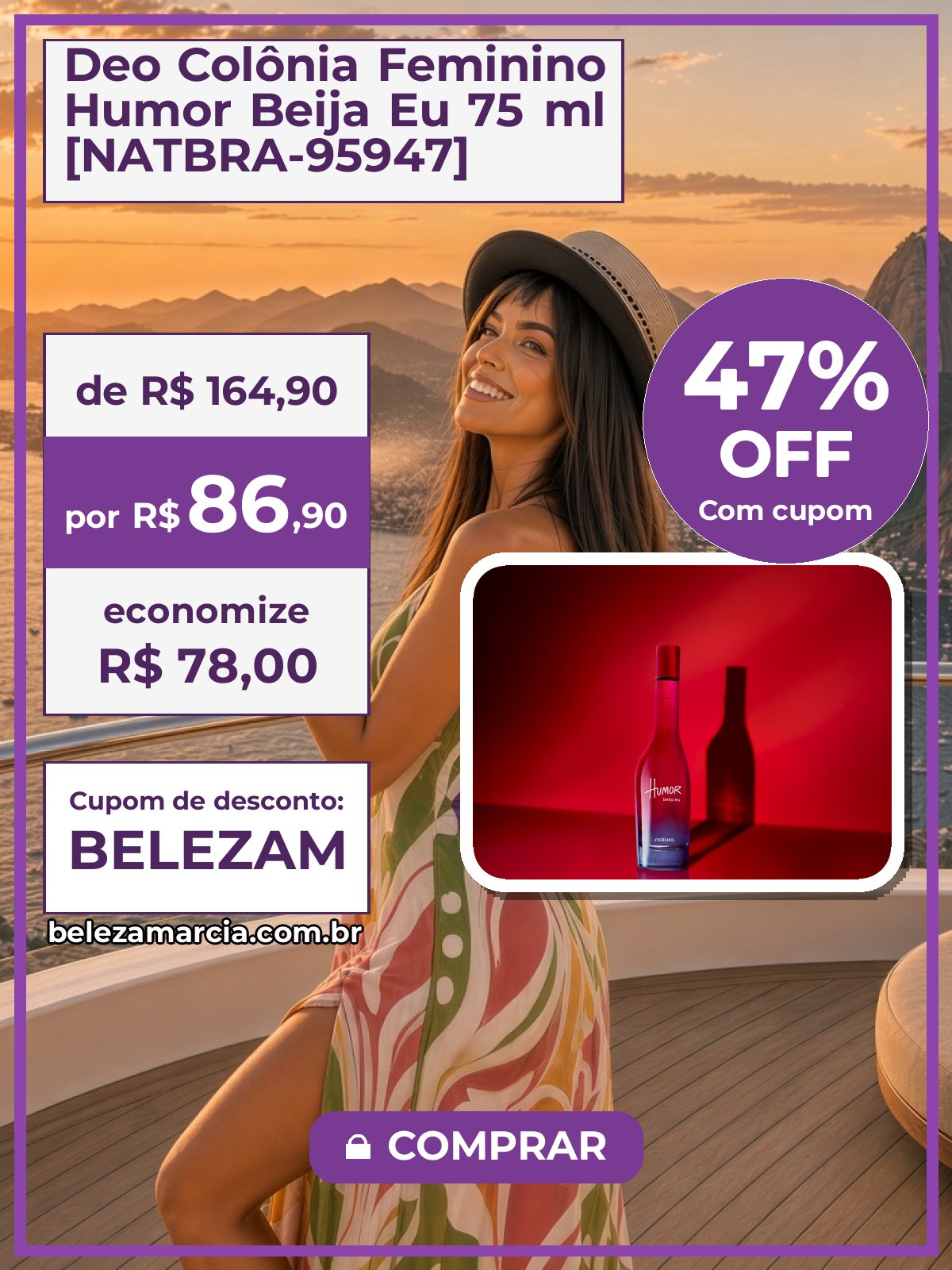 Deo Colônia Feminino Humor Beija Eu 75 ml [NATBRA-95947]