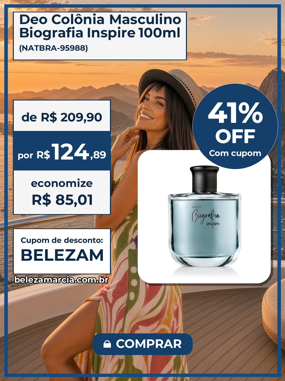 Deo Colônia Masculino Biografia Inspire 100ml
