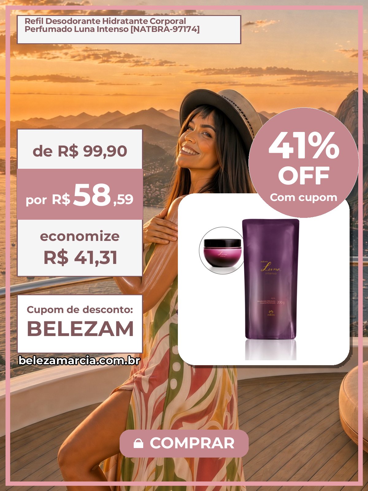Refil Desodorante Hidratante Corporal Perfumado Luna Intenso [NATBRA-97174]