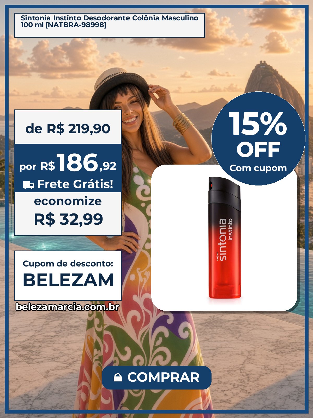Sintonia Instinto Desodorante Colônia Masculino 100 ml [NATBRA-98998]