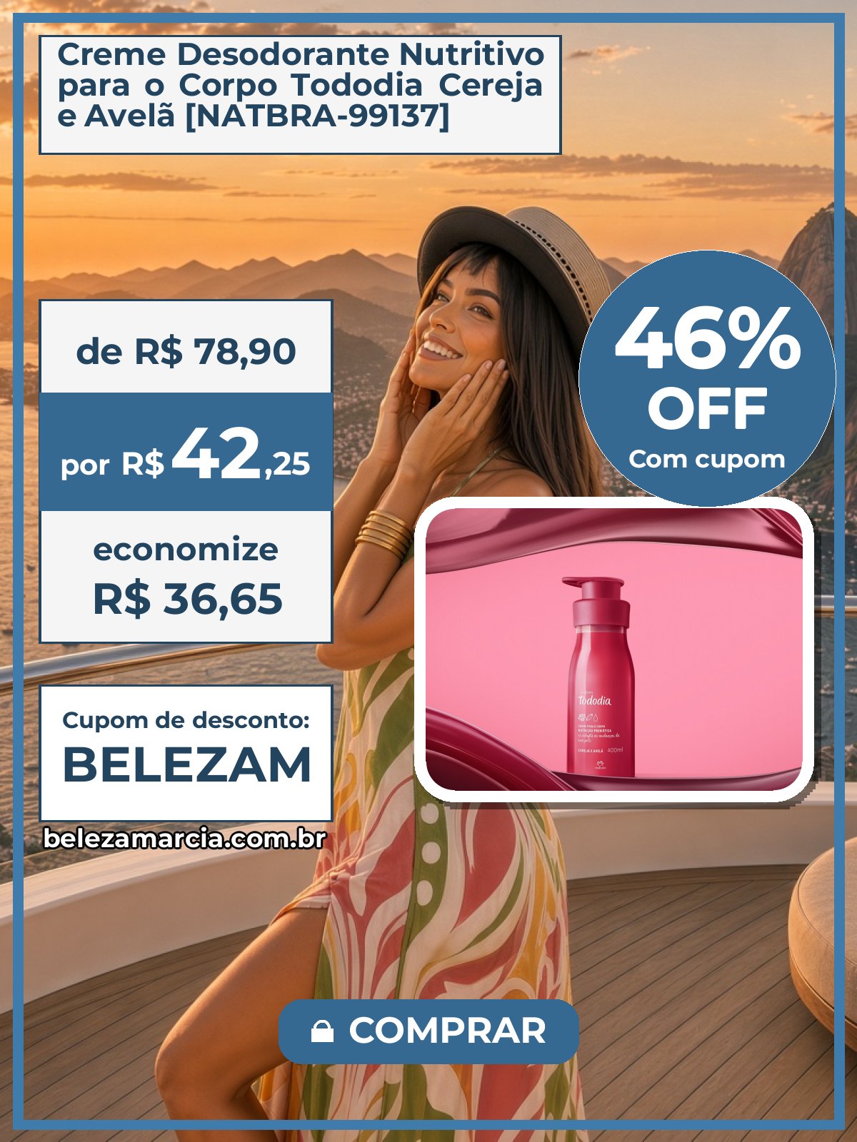 Creme Desodorante Nutritivo para o Corpo Tododia Cereja e Avelã [NATBRA-99137]