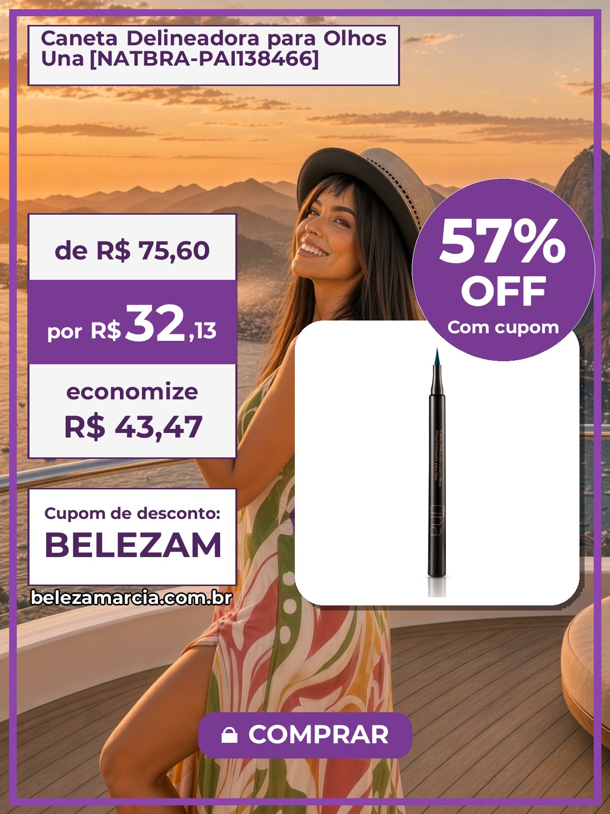 Caneta Delineadora para Olhos Una [NATBRA-PAI138466]