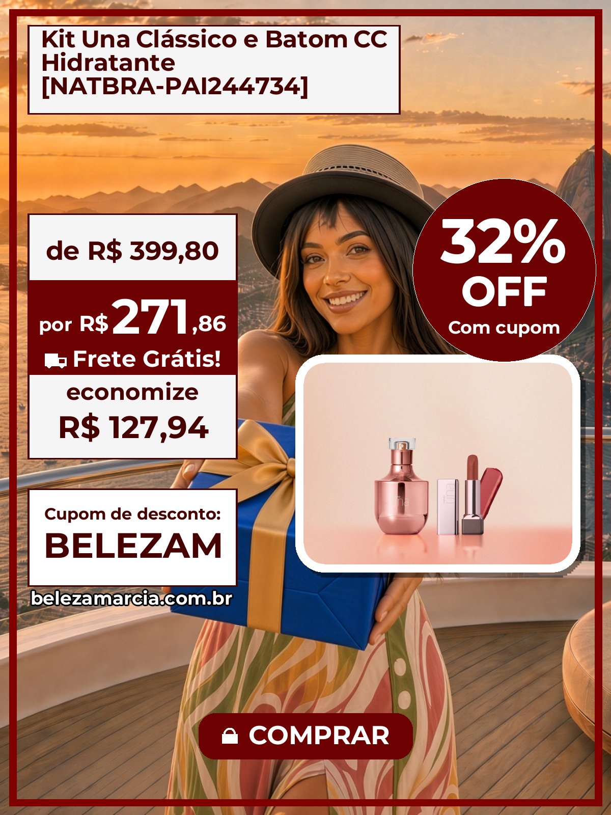 Kit Una Clássico e Batom CC Hidratante [NATBRA-PAI244734]