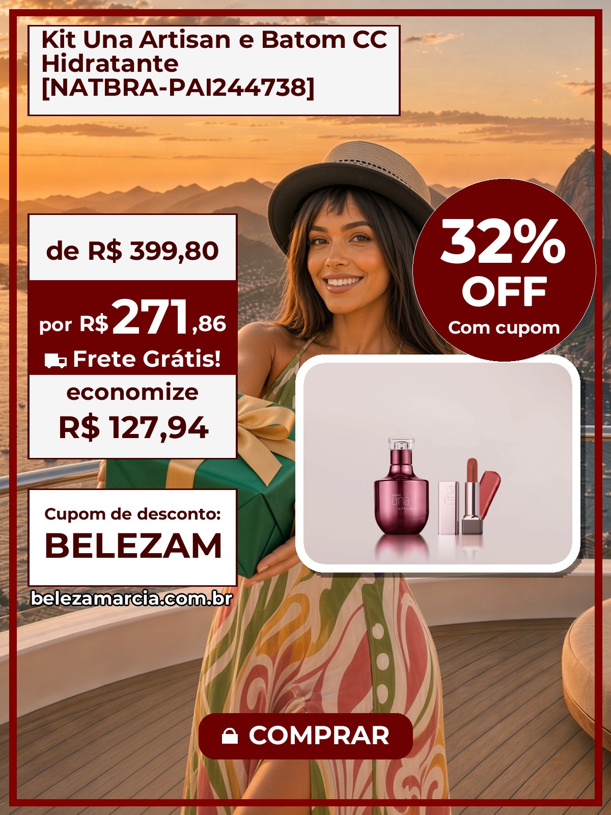 Kit Una Artisan e Batom CC Hidratante [NATBRA-PAI244738]